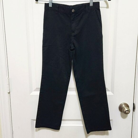 E-land Boys 8 Navy Blue Chino Pants Flat Front Hook & Bar Close Adjustable Waist - Picture 1 of 7